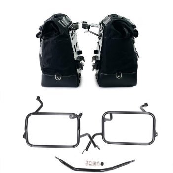 Pair of Cult side bags in Canvas 40L - 50L + Pair of aluminum plates + Subframes for aluminum side panniers Atlas BMW F450GS