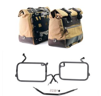 Pair of Cult side bags in Canvas 40L - 50L + Pair of aluminum plates + Subframes for aluminum side panniers Atlas BMW F450GS