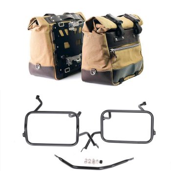 Pair of Cult side bags in Canvas 40L - 50L + Pair of aluminum plates + Subframes for aluminum side panniers Atlas BMW F450GS