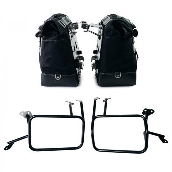 Pair of Cult side bags in Canvas 40L - 50L + Pair of aluminum plates + Aluminium bag frames Atlas KTM 1290/1390 Super Adventure S-R