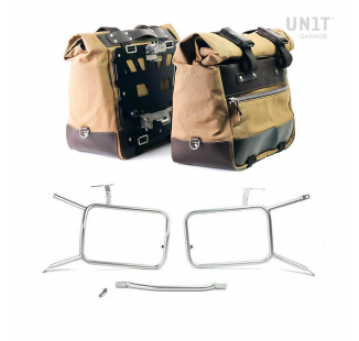 Pair of Cult side bags in Canvas 40L - 50L + Pair of aluminum plates + Inox Subframe NineT-Series
