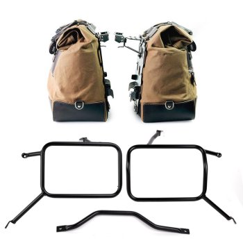 Pair of Cult side bags in Canvas 40L - 50L + Pair of aluminum plates + Frames for Atlas aluminum side panniers Triumph Street Scrambler 900 (2026 until now)