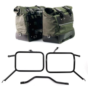 Pair of Cult side bags in Canvas 40L - 50L + Pair of aluminum plates + Frames for Atlas aluminum side panniers Triumph Street Scrambler 900 (2026 until now)