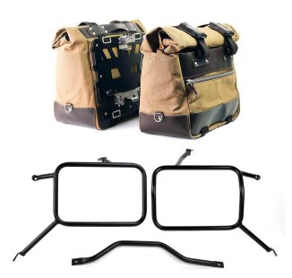 Pair of Cult side bags in Canvas 40L - 50L + Pair of aluminum plates + Frames for Atlas aluminum side panniers Triumph Street Scrambler 900 (2026 until now)