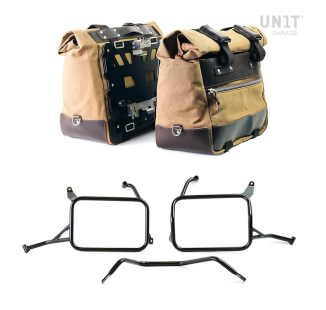 Pair of Cult side bags in Canvas 40L - 50L + Pair of aluminum plates + Inox Subframes for Atlas aluminum side panniers Yamaha Ténéré 700