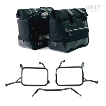 Pair of Cult side bags in Canvas 40L - 50L + Pair of aluminum plates + Inox Subframes for Atlas aluminum side panniers Yamaha Ténéré 700