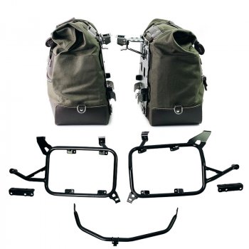 Pair of Cult side bags in Canvas 40L - 50L + Pair of aluminum plates + Inox Subframe for Aluminium side panniers BMW F900GS ADV