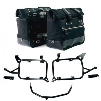 Pair of Cult side bags in Canvas 40L - 50L + Pair of aluminum plates + Inox Subframe for Aluminium side panniers BMW F900GS ADV