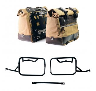 Pair of Cult side panniers in Canvas 40L - 50L + Pair of aluminum plates + Subframes for aluminum side panniers Atlas BMW R1300GS