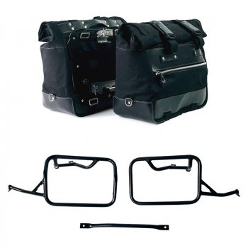 Pair of Cult side panniers in Canvas 40L - 50L + Pair of aluminum plates + Subframes for aluminum side panniers Atlas BMW R1300GS