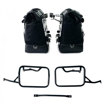 Pair of Cult side panniers in Canvas 40L - 50L + Pair of aluminum plates + Subframes for aluminum side panniers Atlas BMW R1300GS