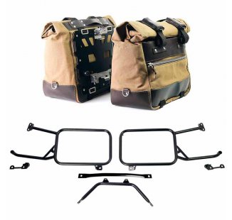 Pair of Cult side bags in Canvas 40L - 50L + Pair of aluminum plates + Subframes for aluminum side panniers Atlas Moto Guzzi Stelvio (2024 until now)