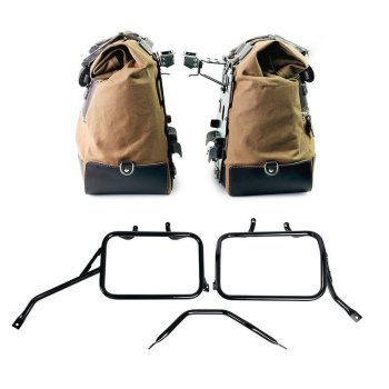 Pair of Cult side bags in Canvas 40L - 50L + Pair of aluminum plates + Subframes for aluminum side panniers Atlas for Triumph Tracker 400