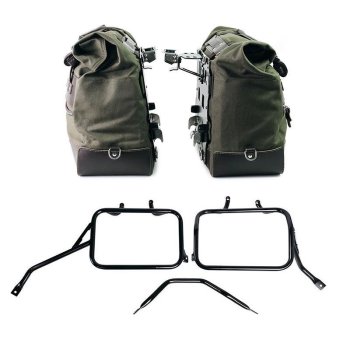 Pair of Cult side bags in Canvas 40L - 50L + Pair of aluminum plates + Subframes for aluminum side panniers Atlas for Triumph Tracker 400