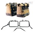 Pair of Cult side bags in Canvas 40L - 50L + Pair of aluminum plates + Subframes for aluminum side panniers Atlas for Triumph Tracker 400