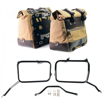 Pair of Cult side bags in Canvas 40L - 50L + Pair of aluminum plates + Subframes Triumph Scrambler 1200 X (2025 until now)