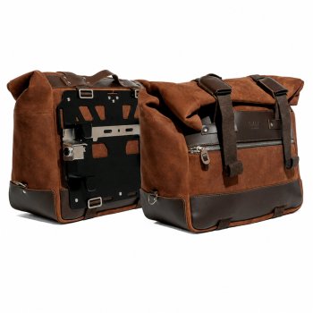 Pair of Cult side bags in split leather, 40L – 50L + Pair of aluminium plates for BMW R1300GS ADV