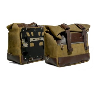 Pair of Cult side bags in split leather, 40L – 50L + Pair of aluminium plates for BMW R1300GS ADV