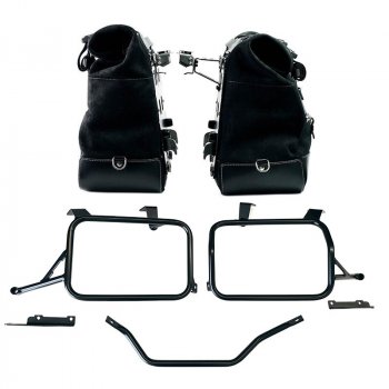 Pair of Cult side panniers in waxed suede with aluminium back plate + pair of stainless steel quick release system and lock + Subframes Honda CRF1100L Africa Twin & Adventure Sports (2024 until now)