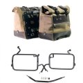 Pair of Cult side panniers in waxed suede with aluminium back plate + pair of stainless steel quick release system and lock + Subframes for aluminum side panniers Atlas BMW F450GS