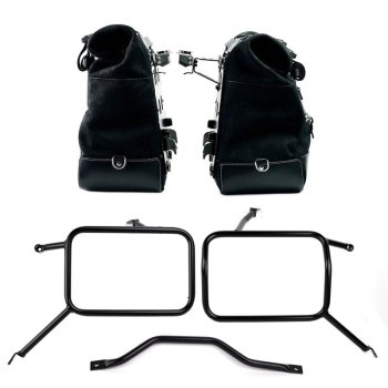 Pair of Cult side panniers in waxed suede with aluminium back plate + pair of stainless steel quick release system and lock + Frames for Atlas aluminum side panniers Triumph Street Scrambler 900 (2026 until now)