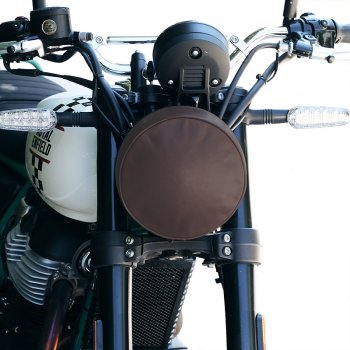 Headlamp cover in leather