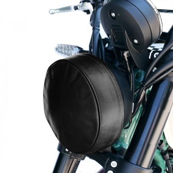 Headlamp cover in leather