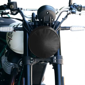 Headlamp cover in leather