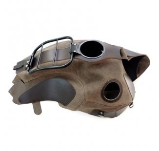 Tank cover in waxed suede with luggage rack