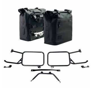 Two Khali side panniers in TPU 35L - 45L + Pair of aluminium plates with Inox Subframe Moto Guzzi Stelvio (2024 until now)