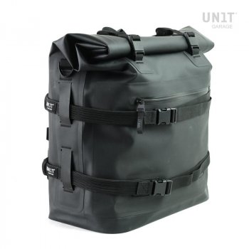 Two Khali side panniers in TPU 35L - 45L + Pair of aluminium plates with Inox Subframe NineT-Series