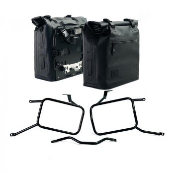 Two Khali side panniers in TPU 35L - 45L + Pair of aluminium plates with Triumph Street Scrambler