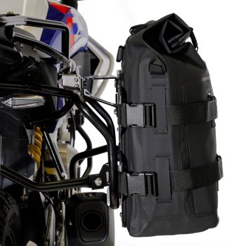 Two Khali side panniers in TPU 35L - 45L + Pair of aluminium plates + Subframes for aluminum side panniers Atlas BMW F450GS