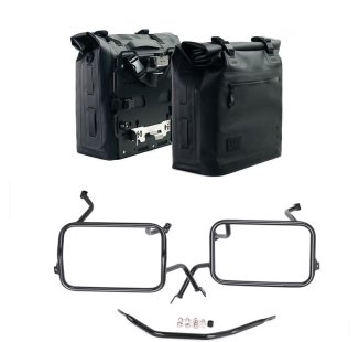 Two Khali side panniers in TPU 35L - 45L + Pair of aluminium plates + Subframes for aluminum side panniers Atlas BMW F450GS