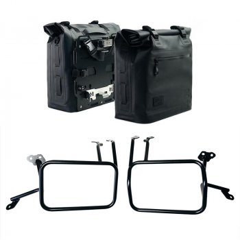 Two Khali side panniers in TPU 35L - 45L + Pair of aluminium plates + Aluminium bag frames Atlas KTM 1290/1390 Super Adventure S-R