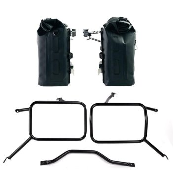Two Khali side panniers in TPU 35L - 45L + Pair of aluminium plates + Frames for Atlas aluminum side panniers Triumph Street Scrambler 900 (2026 until now)