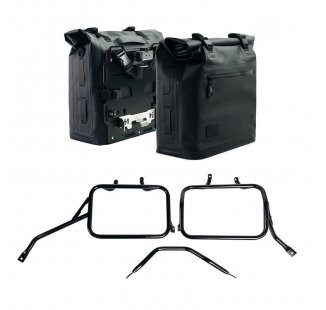 Two Khali side panniers in TPU 35L - 45L + Pair of aluminium plates + Subframes for aluminum side panniers Atlas for Triumph Speed 400 & Scrambler 400 X