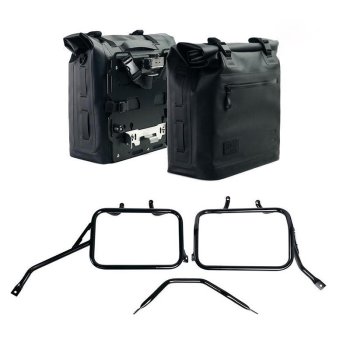 Two Khali side panniers in TPU 35L - 45L + Pair of aluminium plates + Subframes for aluminum side panniers Atlas for Triumph Tracker 400