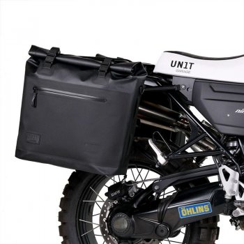 Two Khali side panniers in TPU 35L - 45L with Inox Subframe NineT-Series