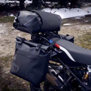 Two Khali side panniers in TPU 35L - 45L with Inox Subframe NineT-Series