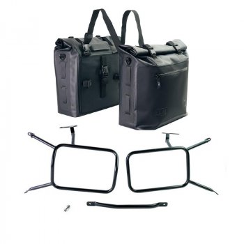 Two Khali side panniers in TPU 35L - 45L with Inox Subframe NineT-Series