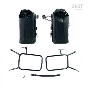 Two Khali side panniers in TPU 35L - 45L with Inox Subframe NineT-Series
