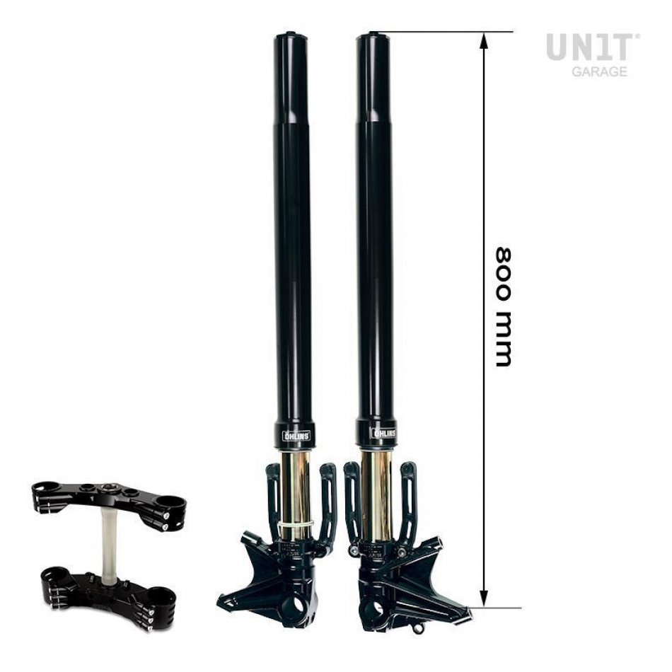 Ohlins USD fork kit BMW R18 + Unit garage triple clamp with radial fork feet 