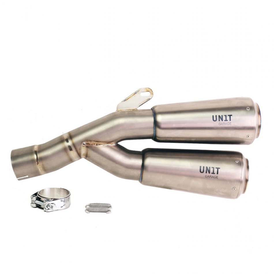 BMW R12 NineT Double Low Pipe Titanium with visible welding