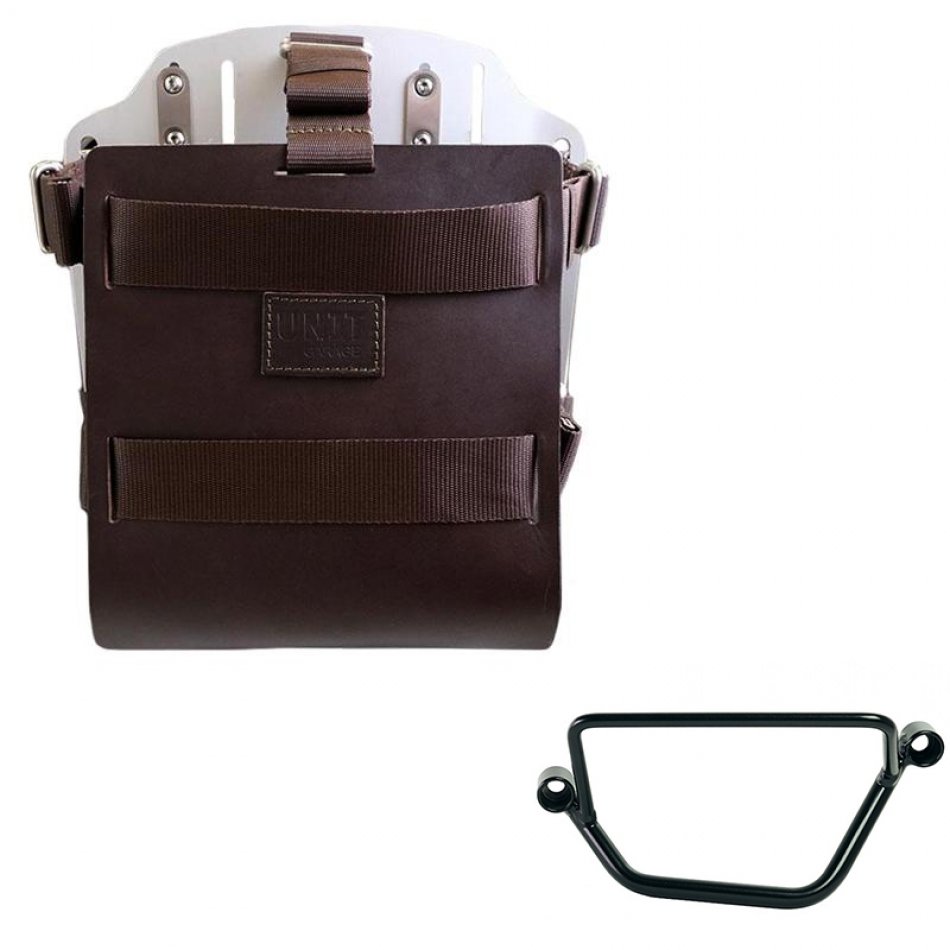 Carrying system in aluminum with adjustable leather front and Quick Release System + Left Frame Honda GB350S