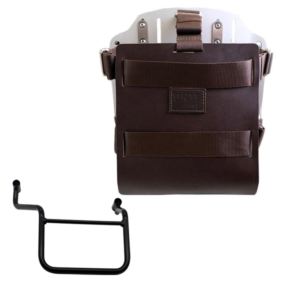 Carrying system in aluminum with adjustable leather front and Quick Release System + Right Frame Honda Transalp 750 (2023 until now)
