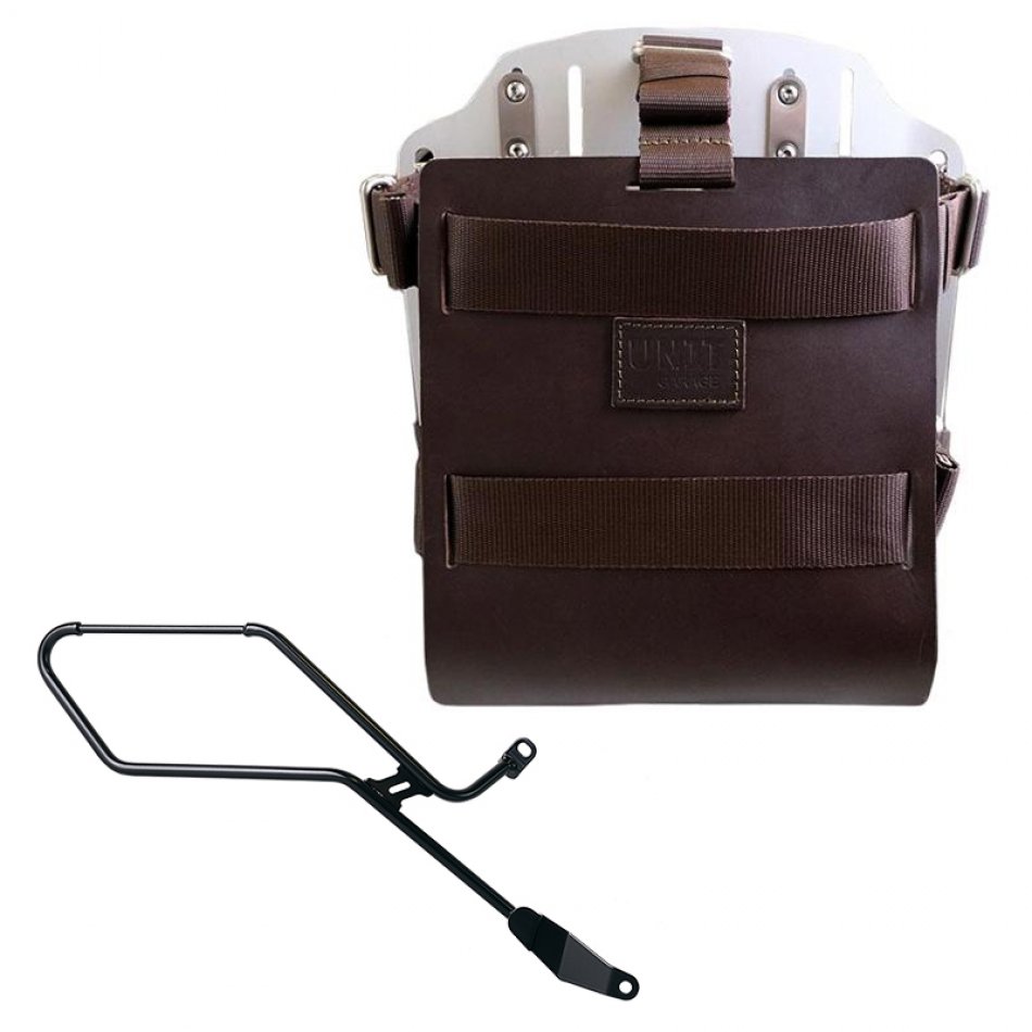 Carrying system in aluminum with adjustable leather front and Quick Release System + Right Frame Triumph Bonneville Bobber