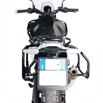 Subframes for aluminum side panniers Royal Enfield Himalayan 450 for aftermarket exhaust (2024 until now)
