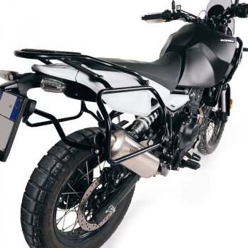 Subframes for aluminum side panniers Royal Enfield Himalayan 450 for aftermarket exhaust (2024 until now)